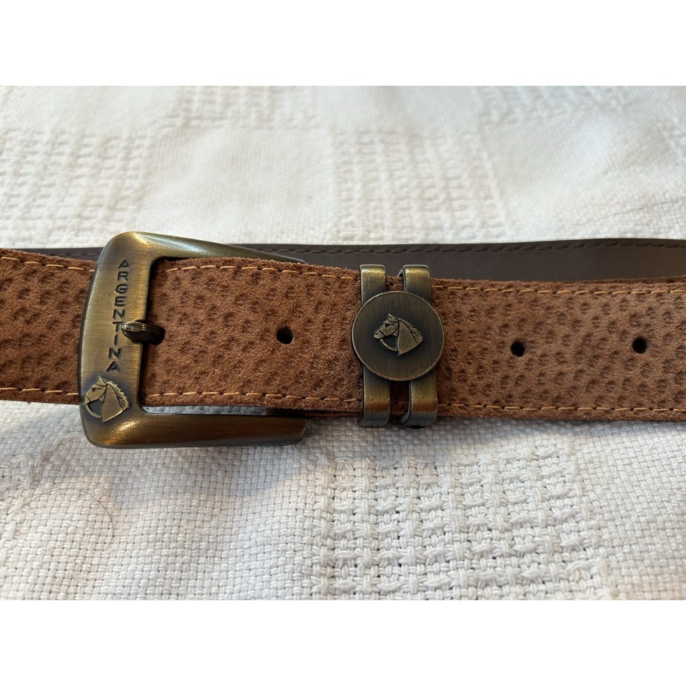 Vintage Brown Leather Western Belt Horse Equine Argentina 146 105